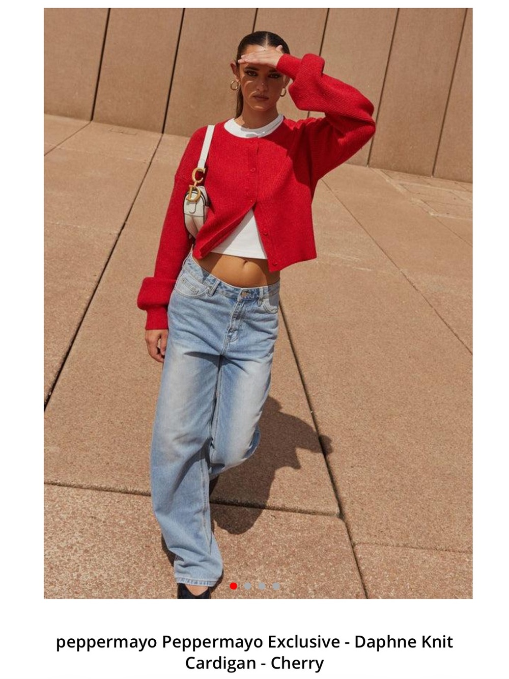 Pepper mayo Red Button-Front Women's Sweater